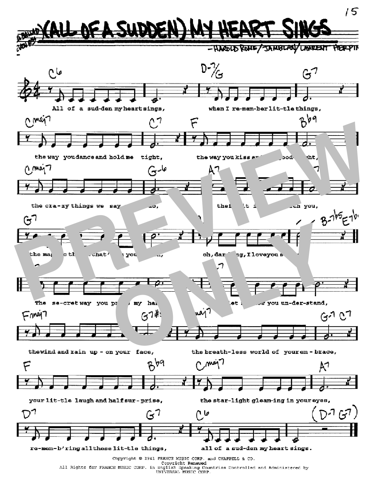 Paul Anka (All Of A Sudden) My Heart Sings sheet music notes and chords. Download Printable PDF.