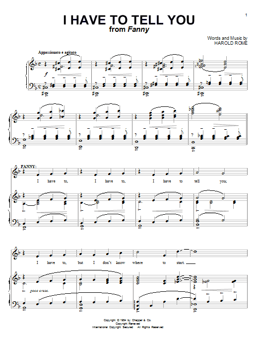 Harold Rome I Have To Tell You sheet music notes and chords. Download Printable PDF.