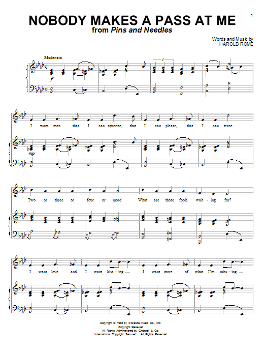 Harold Rome Nobody Makes A Pass At Me sheet music notes and chords. Download Printable PDF.