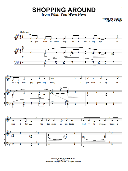 Harold Rome Shopping Around sheet music notes and chords. Download Printable PDF.