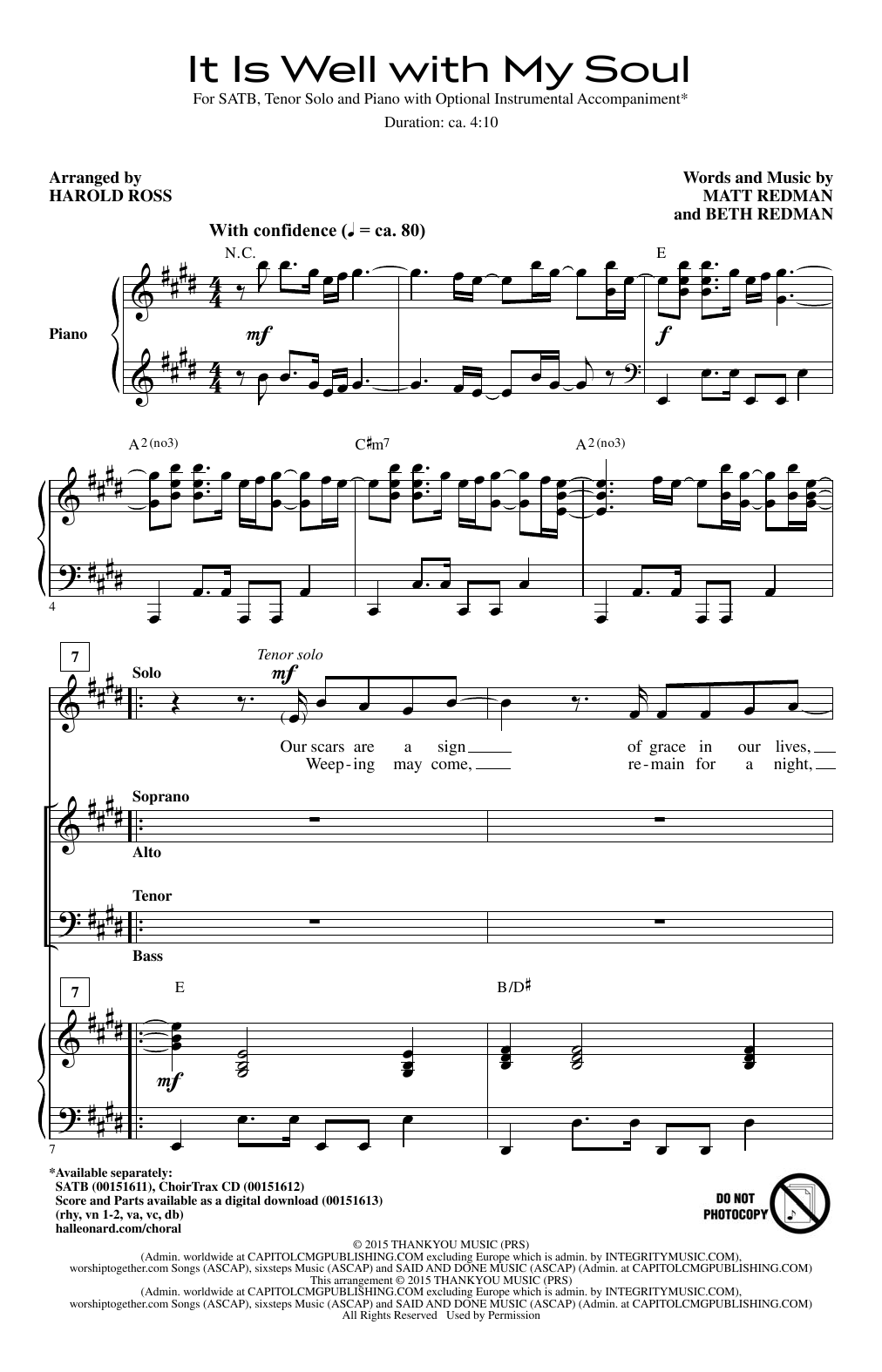 Harold Ross It Is Well With My Soul sheet music notes and chords. Download Printable PDF.