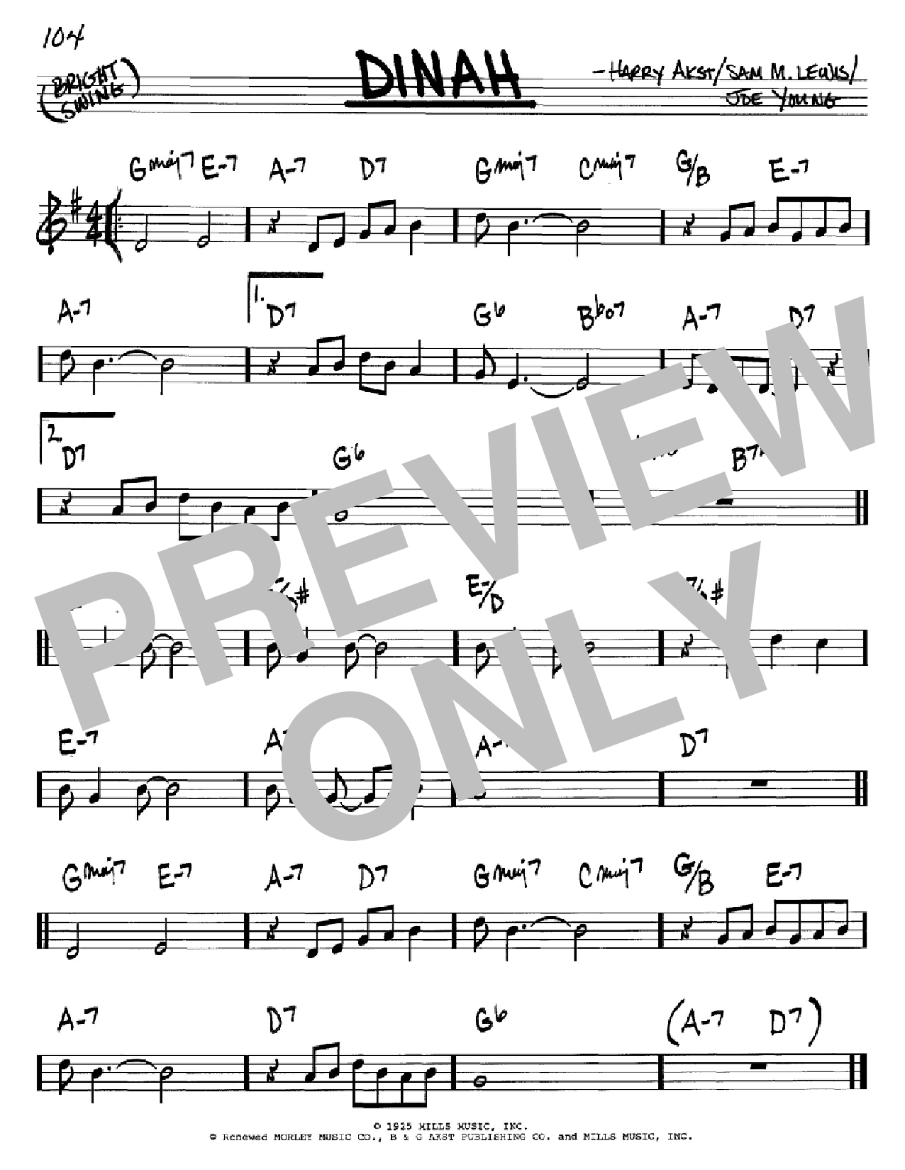 Harry Akst Dinah sheet music notes and chords. Download Printable PDF.