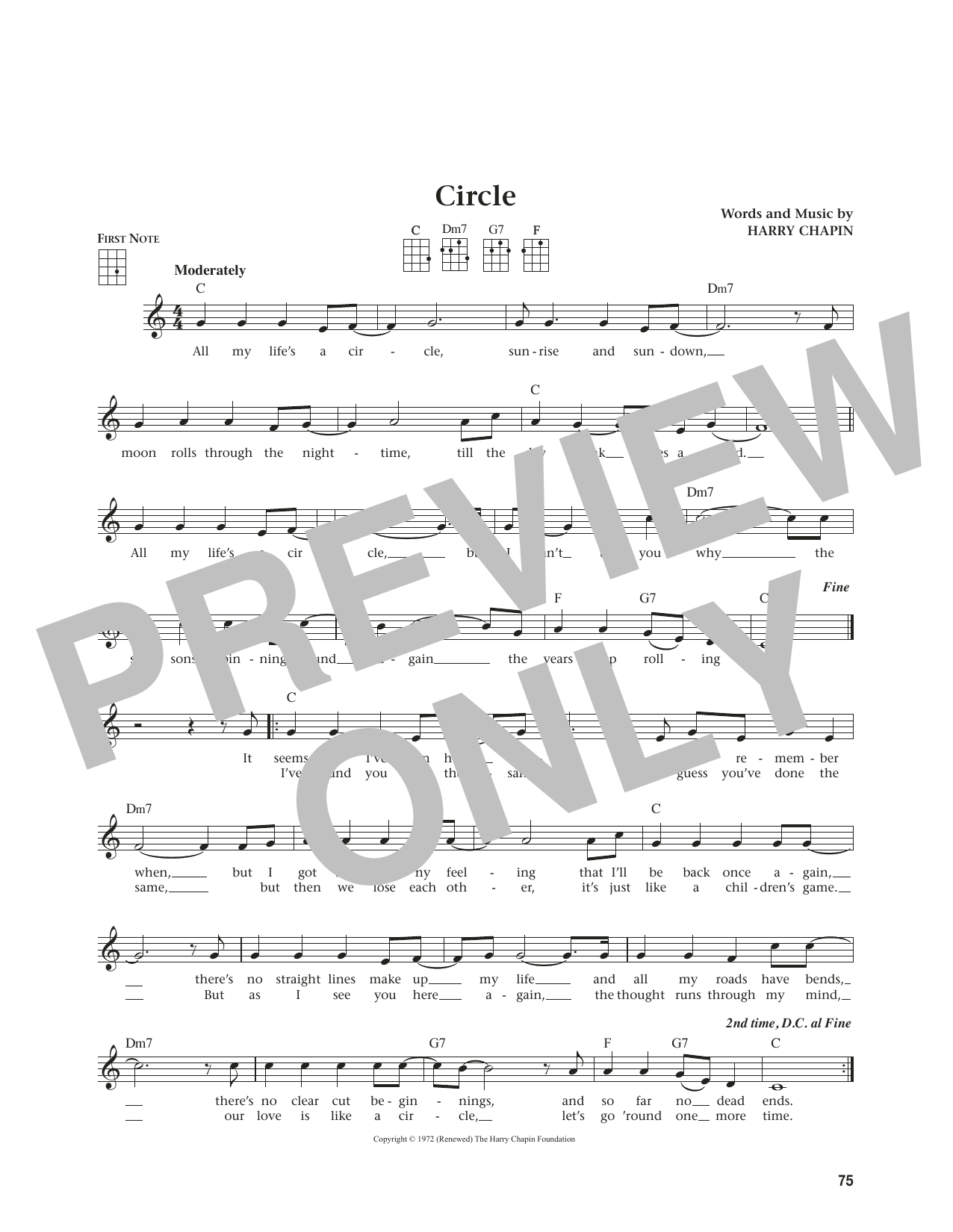 Harry Chapin Circle (Circles) (from The Daily Ukulele) (arr. Jim Beloff) sheet music notes and chords. Download Printable PDF.