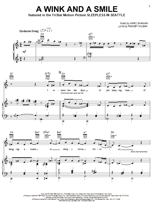 Harry Connick Jr. A Wink And A Smile sheet music notes and chords. Download Printable PDF.