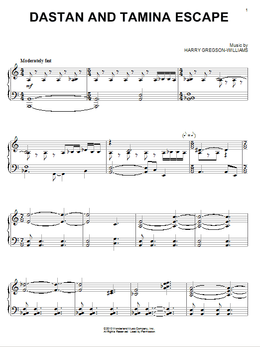Learn to play Harry Gregson-Williams Dastan And Tamina Escape sheet music for Piano Solo in minutes. Price: 7.8900$ Harry Gregson-Williams Dastan And Tamina Escape sheet music notes and chords arranged for Piano Solo