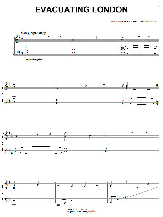 Harry Gregson-Williams Evacuating London sheet music notes and chords arranged for Piano, Vocal & Guitar Chords (Right-Hand Melody)