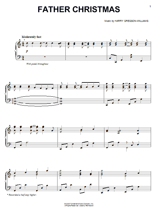 Harry Gregson-Williams Father Christmas sheet music notes and chords arranged for Piano, Vocal & Guitar Chords (Right-Hand Melody)