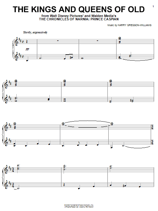 Harry Gregson-Williams The Kings And Queens Of Old sheet music notes and chords arranged for Piano Solo