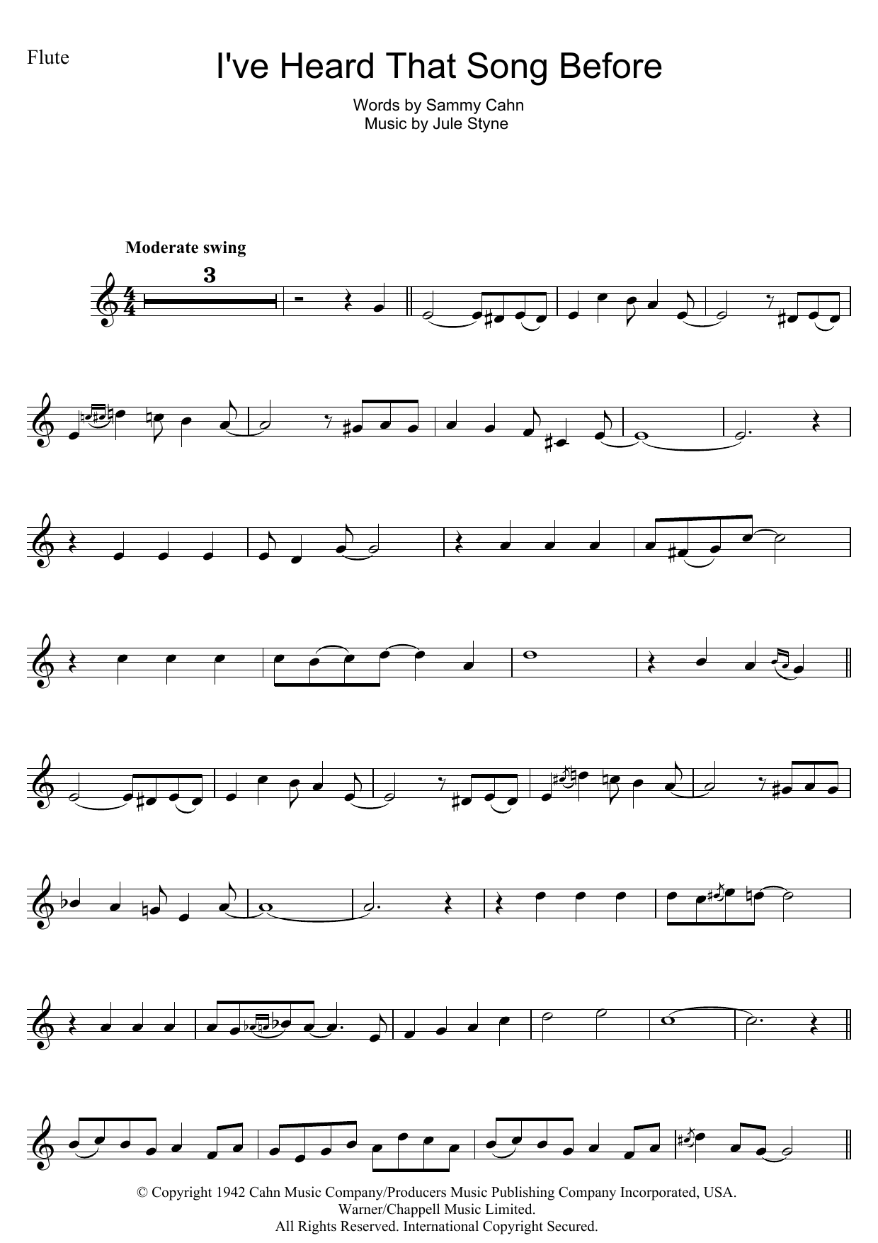 Harry James I've Heard That Song Before sheet music notes and chords. Download Printable PDF.