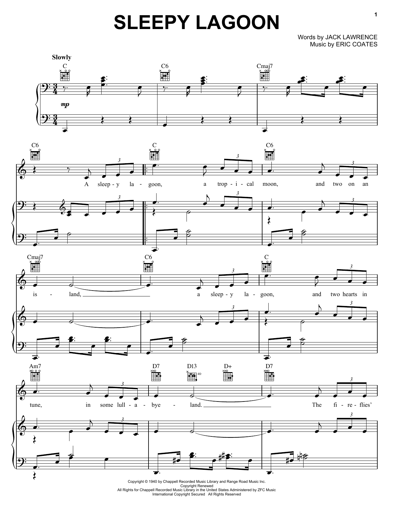 Harry James Sleepy Lagoon sheet music notes and chords. Download Printable PDF.