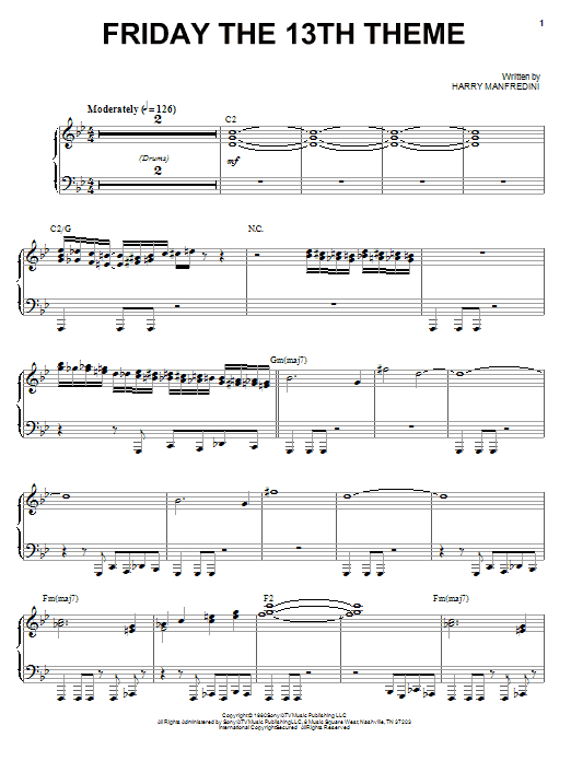 Harry Manfredini Friday The 13th Theme sheet music notes and chords. Download Printable PDF.