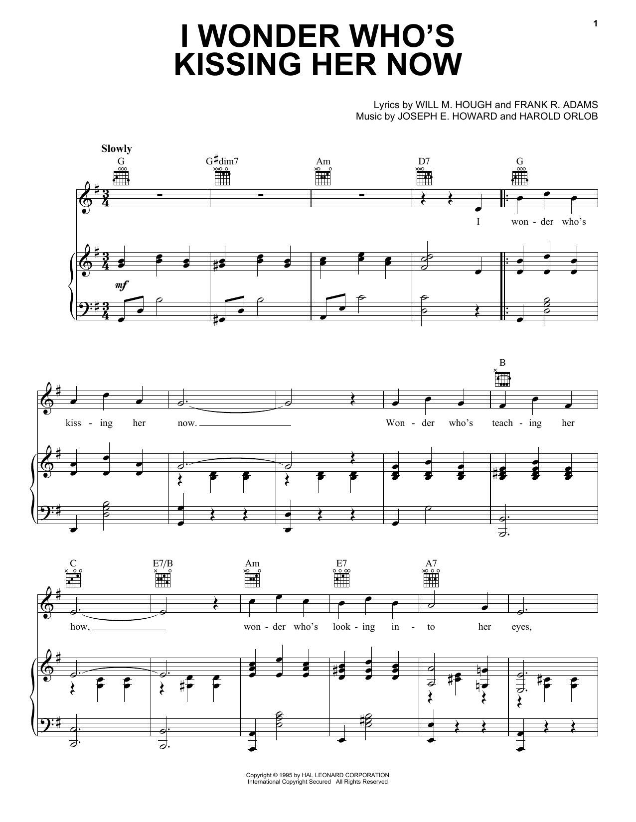 Learn to play Harry Nilsson I Wonder Who's Kissing Her Now sheet music for Piano, Vocal & Guitar Chords (Right-Hand Melody) in minutes. Price: 7.8900$ Harry Nilsson I Wonder Who's Kissing Her Now sheet music notes and chords arranged for Piano, Vocal & Guitar Chords (Right-Hand Melody)