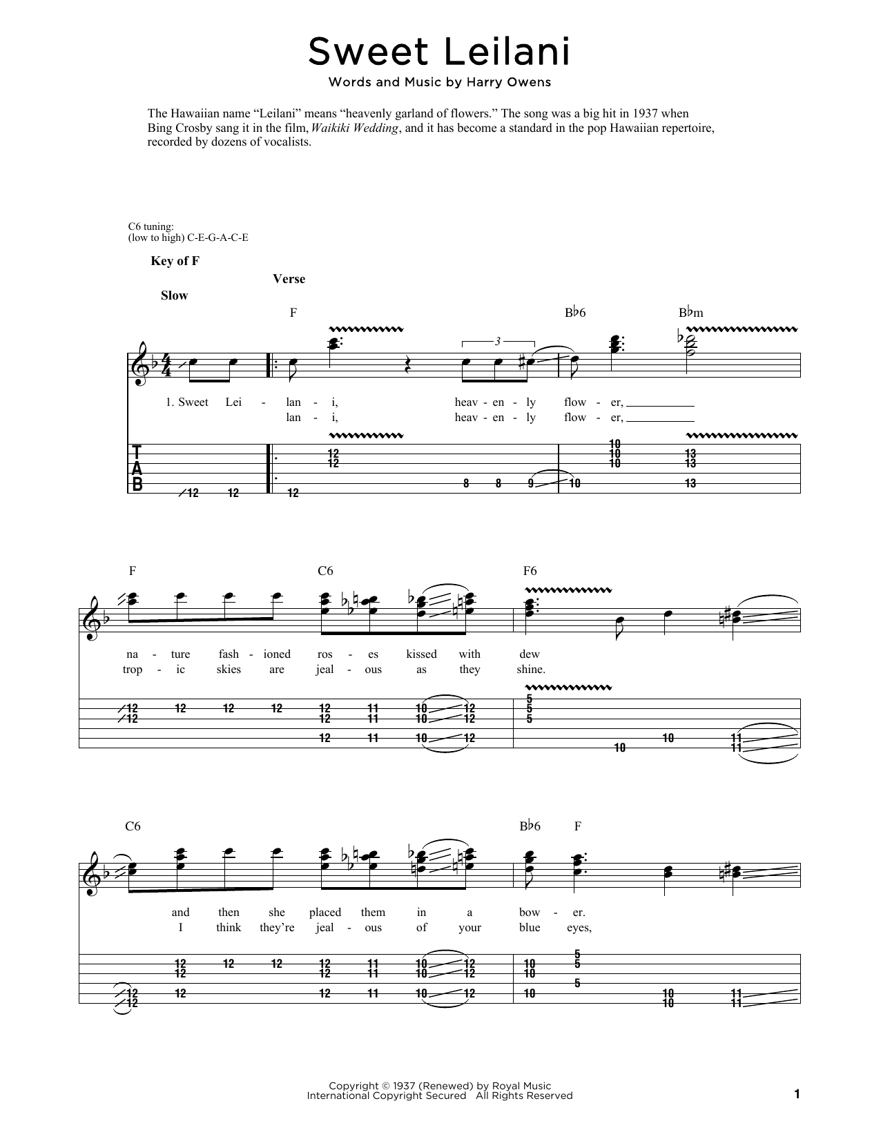 Harry Owens Sweet Leilani sheet music notes and chords. Download Printable PDF.