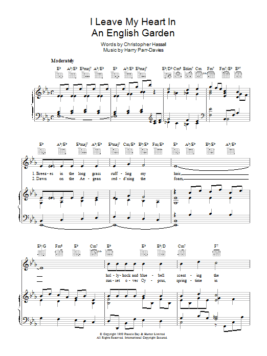 Harry Parr-Davies I Leave My Heart In An English Garden sheet music notes and chords arranged for Piano, Vocal & Guitar Chords