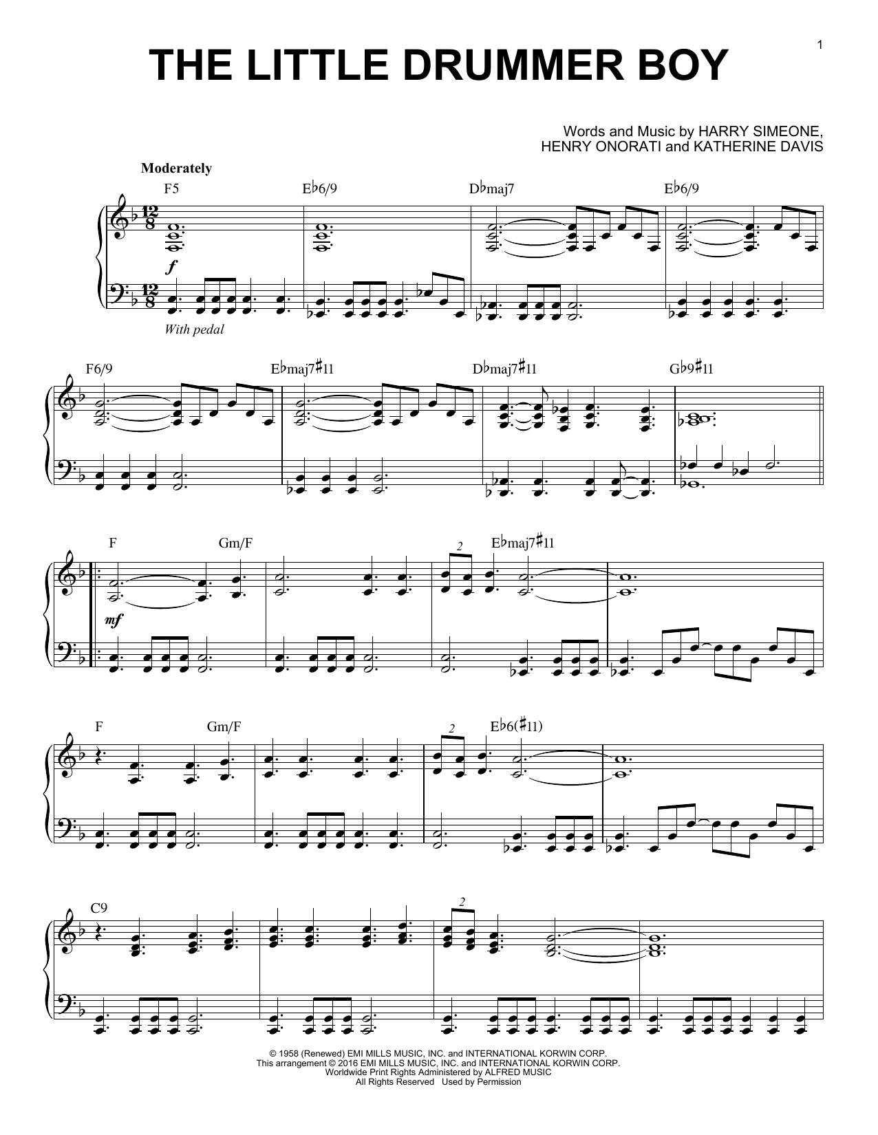 Harry Simeone The Little Drummer Boy [Jazz version] (arr. Brent Edstrom) sheet music notes and chords. Download Printable PDF.