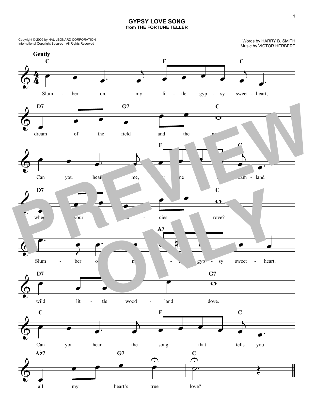 Harry Smith Gypsy Love Song sheet music notes and chords. Download Printable PDF.