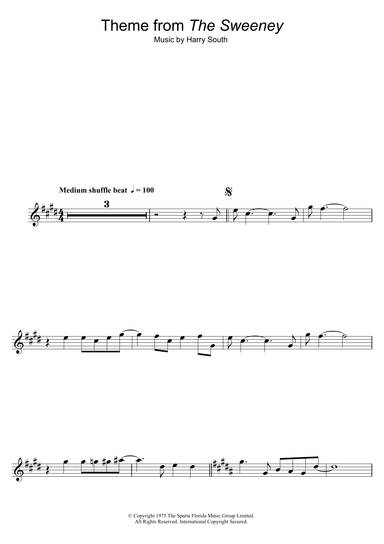 Harry South Theme from The Sweeney sheet music notes and chords. Download Printable PDF.