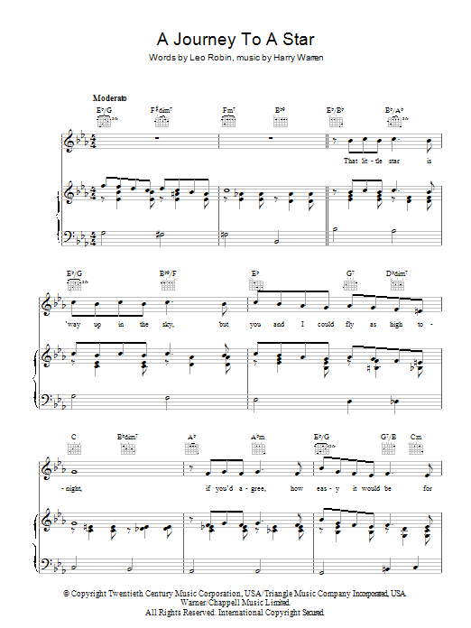 Harry Warren A Journey To A Star sheet music notes and chords. Download Printable PDF.