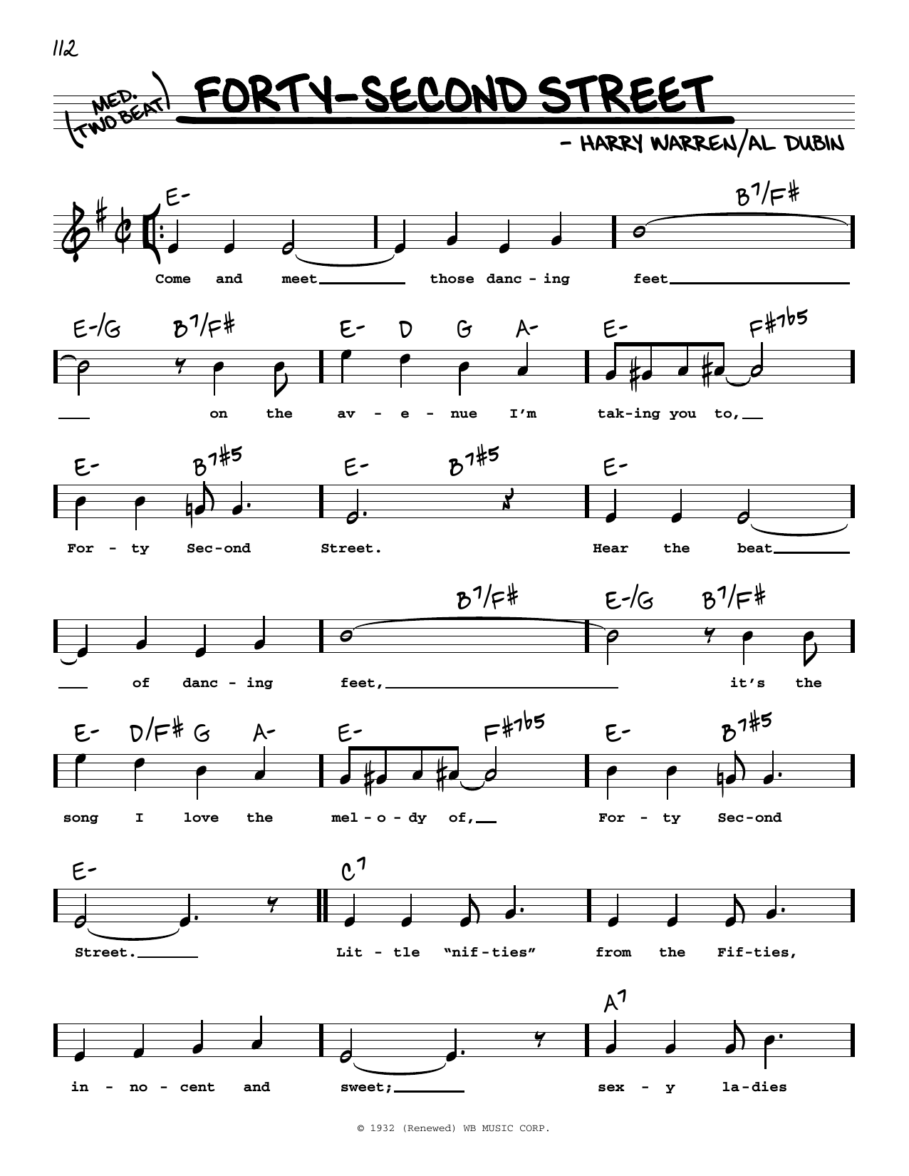 Learn to play Harry Warren and Al Dubin Forty-Second Street (High Voice) (from 42nd Street) sheet music for Real Book – Melody, Lyrics & Chords in minutes. Price: 5.9900$ Harry Warren and Al Dubin Forty-Second Street (High Voice) (from 42nd Street) sheet music notes and chords arranged for Real Book – Melody, Lyrics & Chords