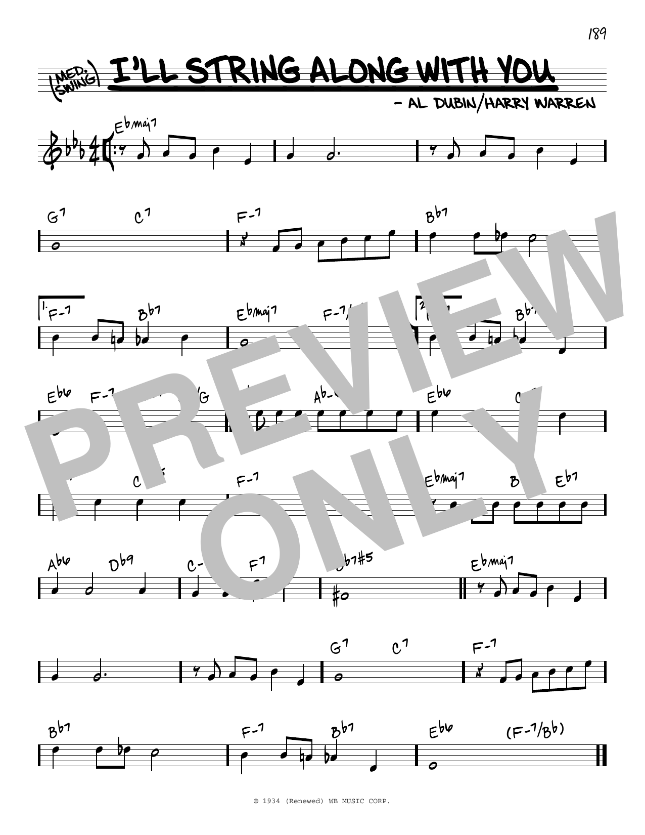 Learn to play Harry Warren and Al Dubin I'll String Along With You sheet music for Real Book – Melody & Chords in minutes. Price: 5.9900$ Harry Warren and Al Dubin I'll String Along With You sheet music notes and chords arranged for Real Book – Melody & Chords