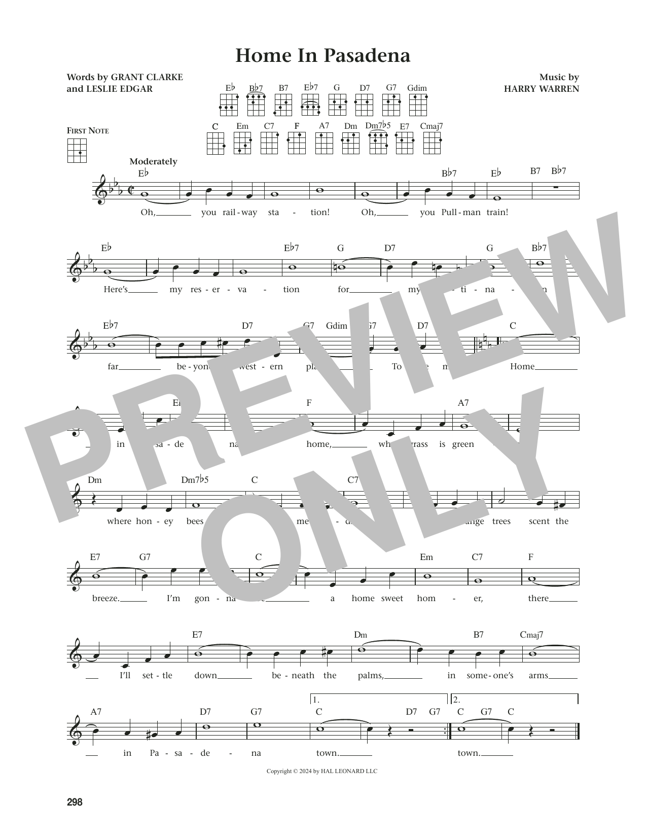 Harry Warren Home In Pasadena (from The Daily Ukulele) (arr. Jim Beloff) sheet music notes and chords. Download Printable PDF.