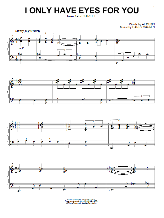 Harry Warren I Only Have Eyes For You sheet music notes and chords. Download Printable PDF.