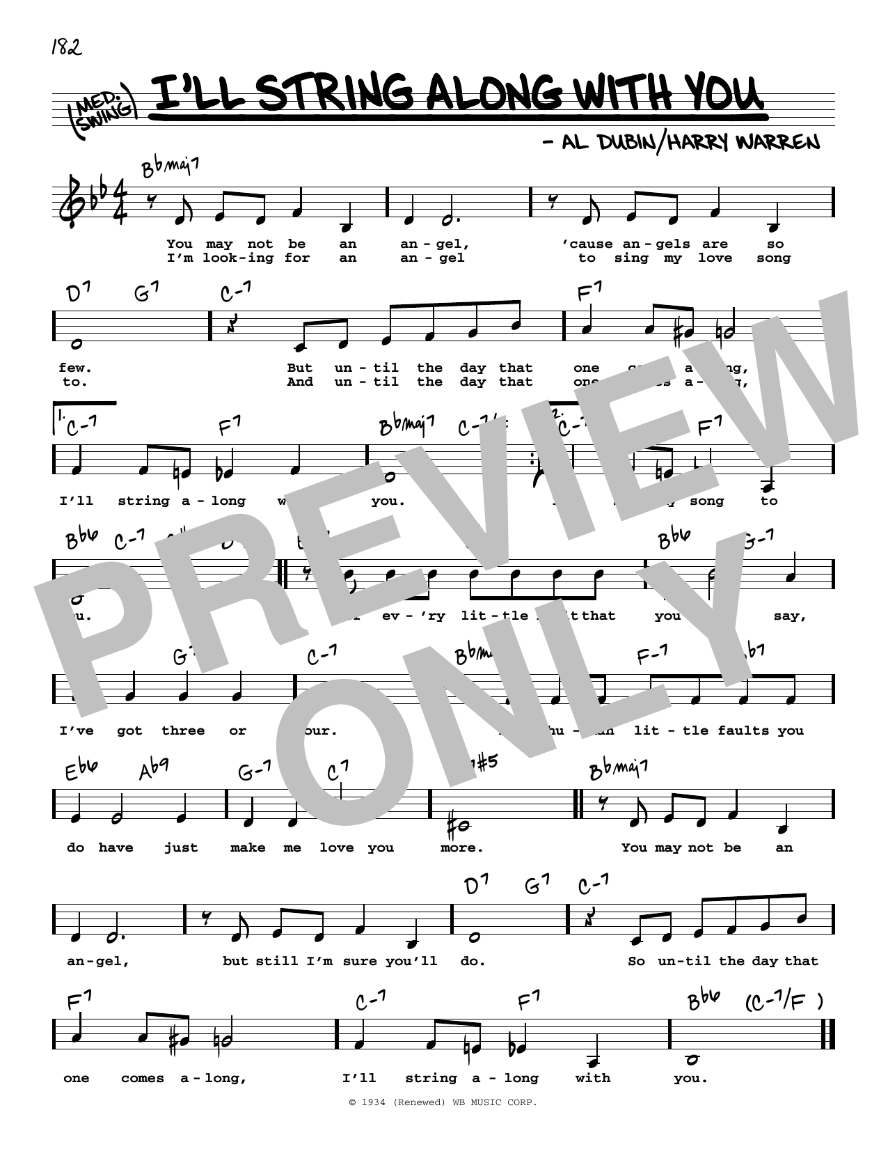 Harry Warren I'll String Along With You (Low Voice) sheet music notes and chords. Download Printable PDF.