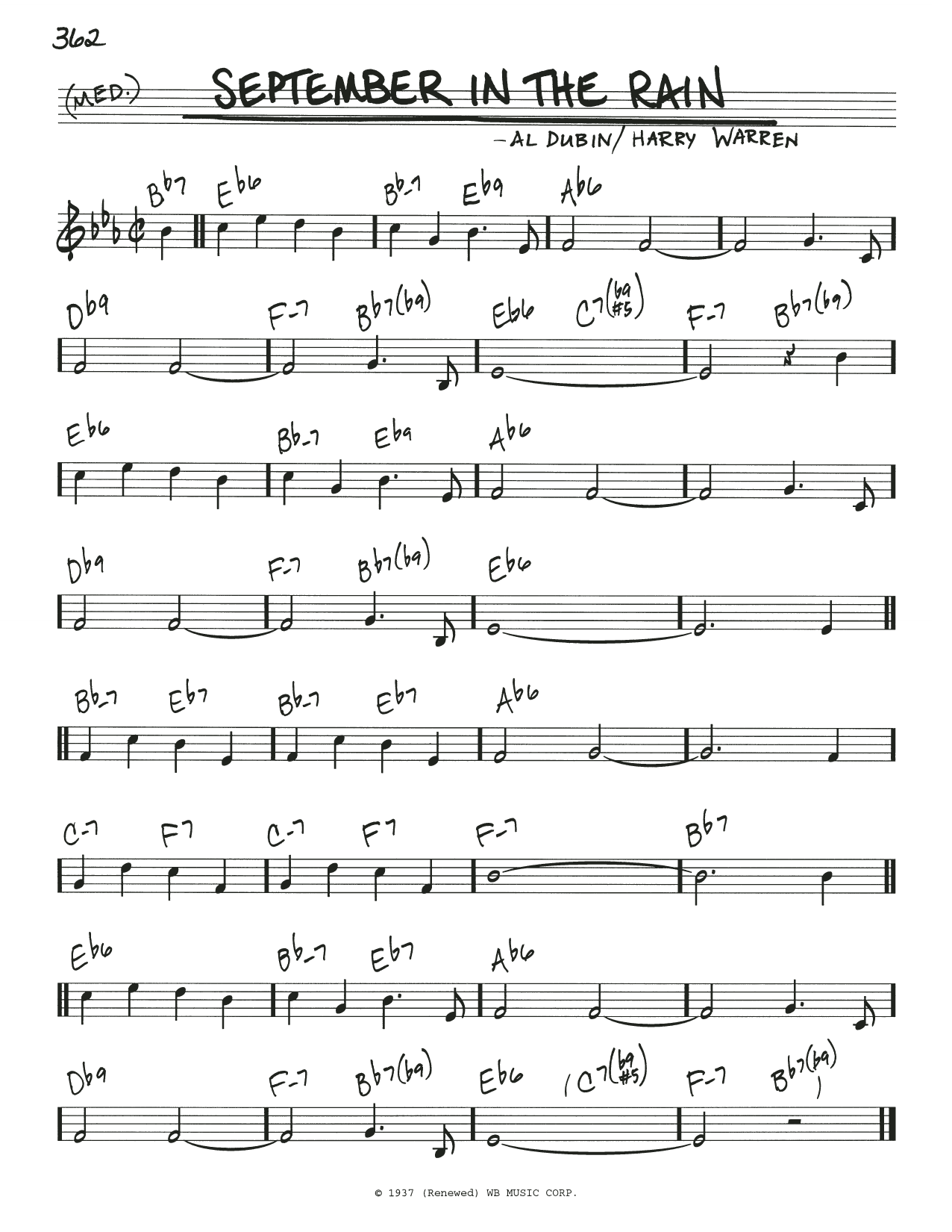 Harry Warren September In The Rain sheet music notes and chords. Download Printable PDF.