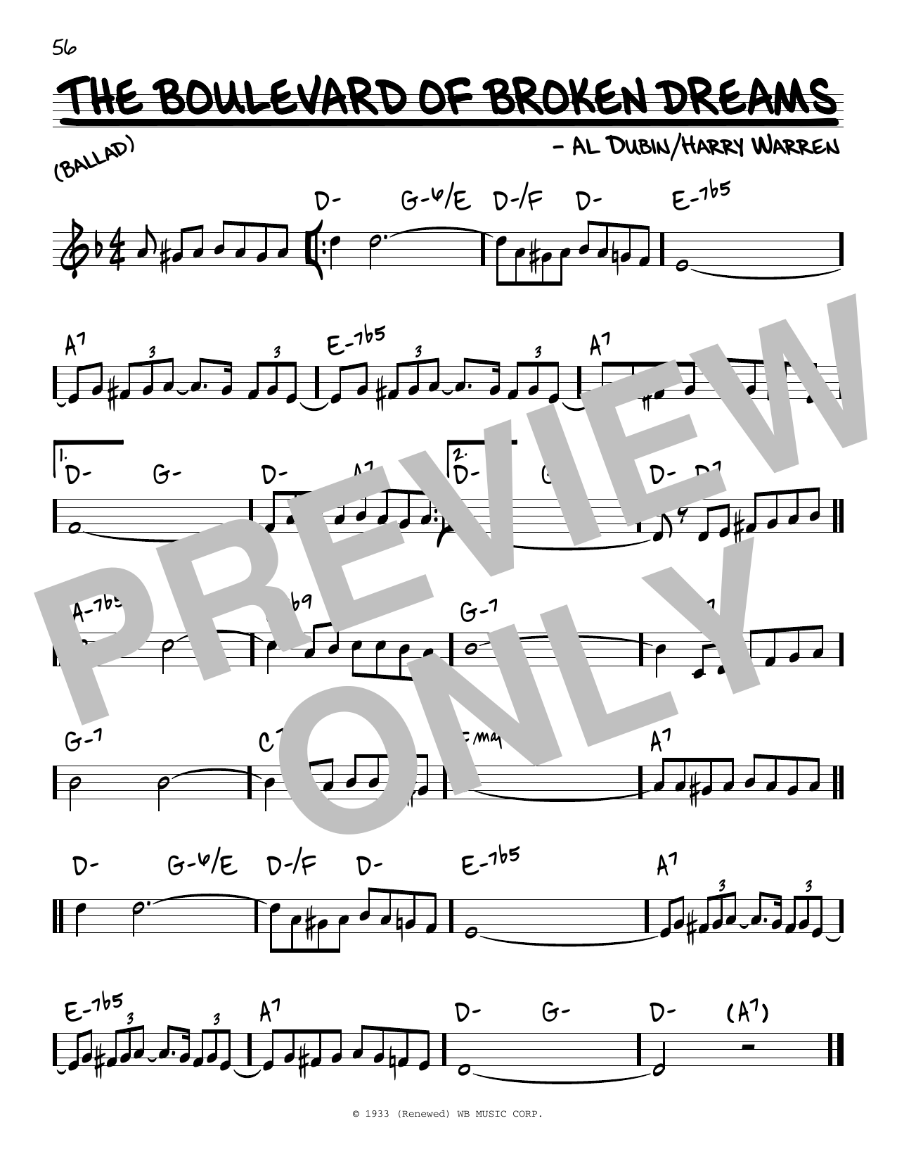 Learn to play Harry Warren The Boulevard Of Broken Dreams sheet music for Real Book – Melody & Chords in minutes. Price: 5.9900$ Harry Warren The Boulevard Of Broken Dreams sheet music notes and chords arranged for Real Book – Melody & Chords