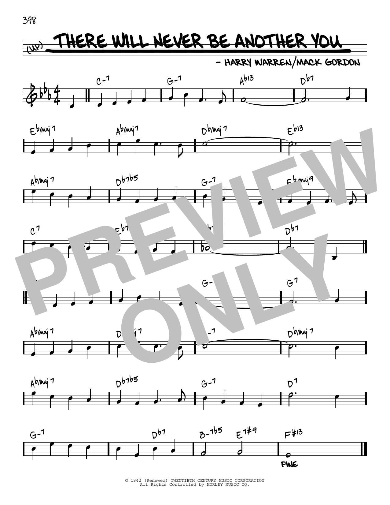 Harry Warren There Will Never Be Another You [Reharmonized version] (arr. Jack Grassel) sheet music notes and chords arranged for Real Book – Melody & Chords