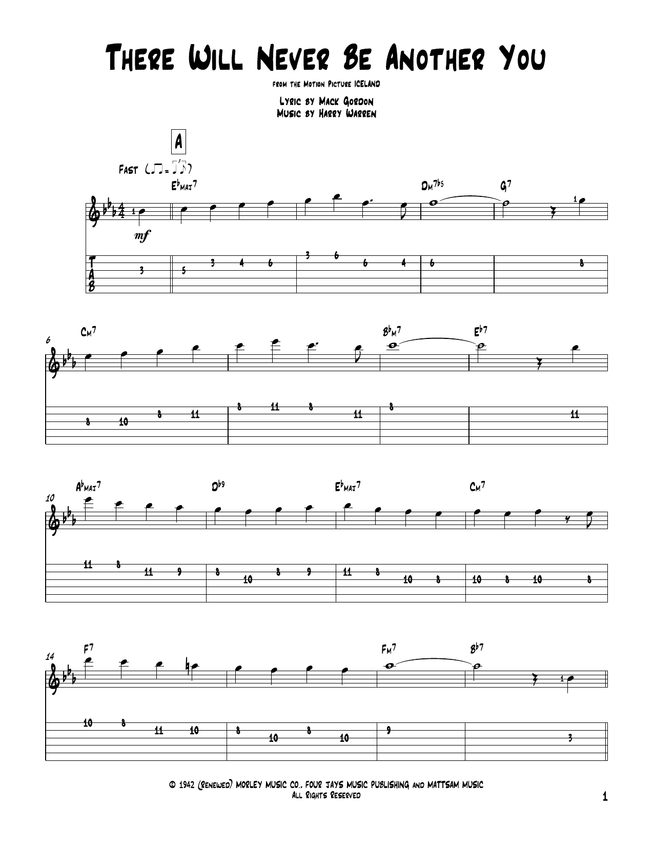 Harry Warren There Will Never Be Another You sheet music notes and chords. Download Printable PDF.