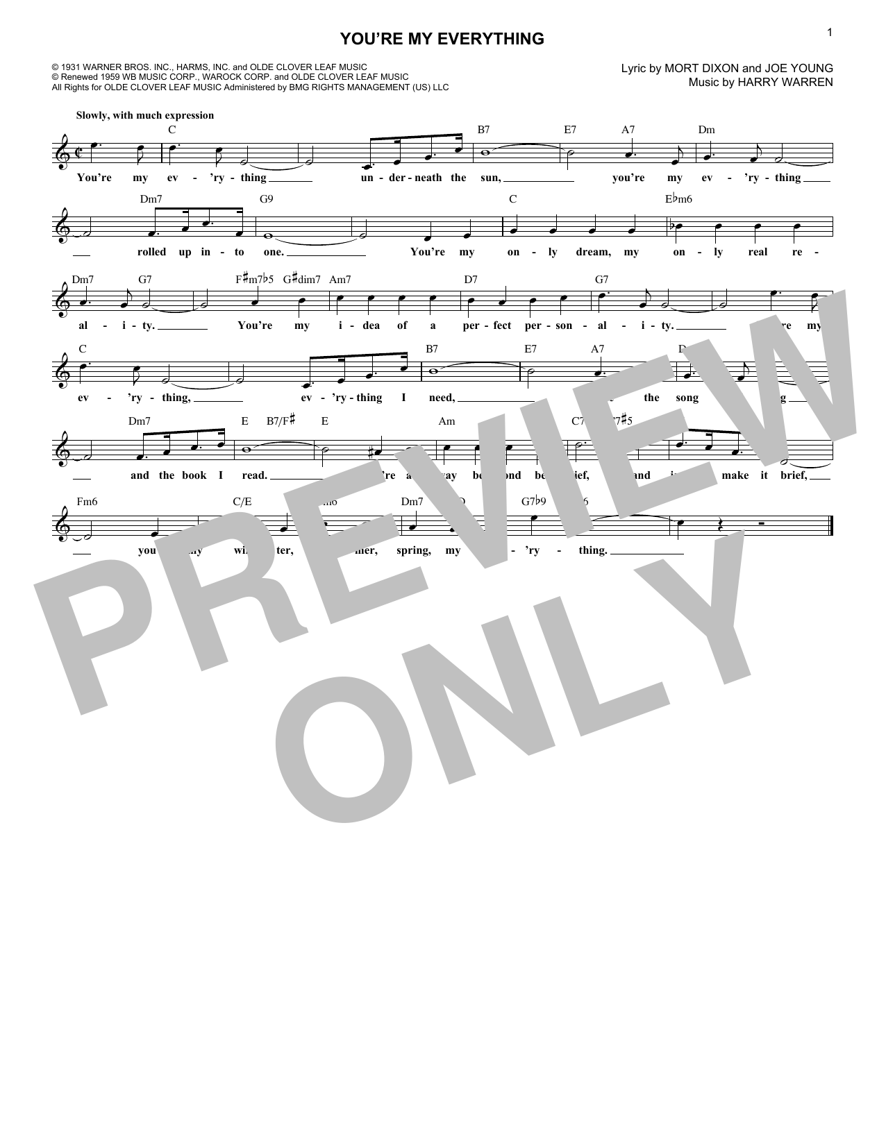 Learn to play Harry Warren You're My Everything sheet music for Lead Sheet / Fake Book in minutes. Price: 5.9900$ Harry Warren You're My Everything sheet music notes and chords arranged for Lead Sheet / Fake Book