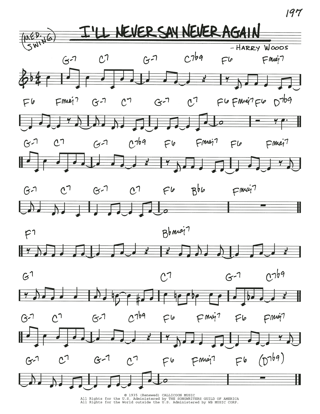 Learn to play Harry Woods I'll Never Say Never Again sheet music for Real Book – Melody & Chords in minutes. Price: 5.9900$ Harry Woods I'll Never Say Never Again sheet music notes and chords arranged for Real Book – Melody & Chords