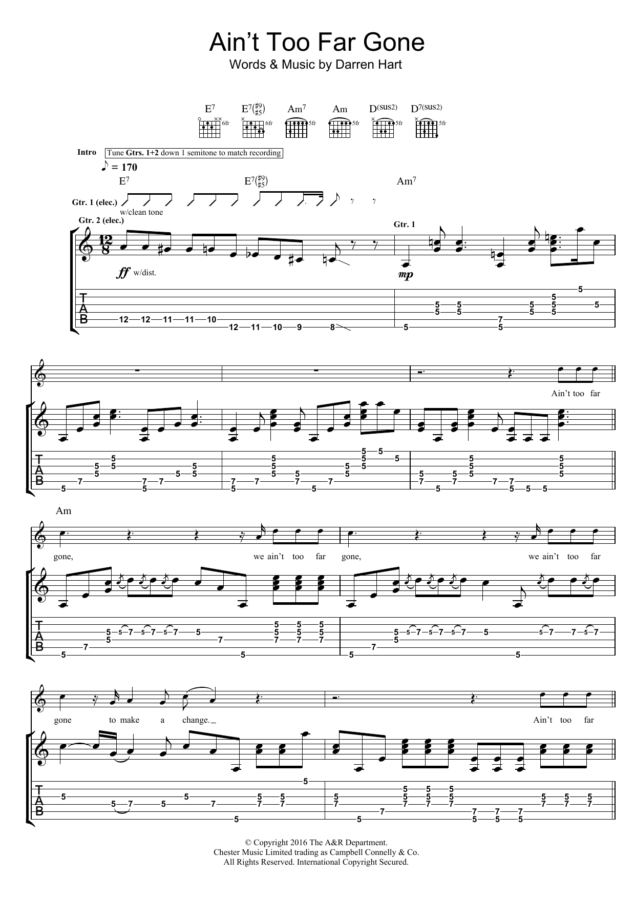 Learn to play Harts Ain't Too Far Gone sheet music for Guitar Tab in minutes. Price: 7.8900$ Harts Ain't Too Far Gone sheet music notes and chords arranged for Guitar Tab