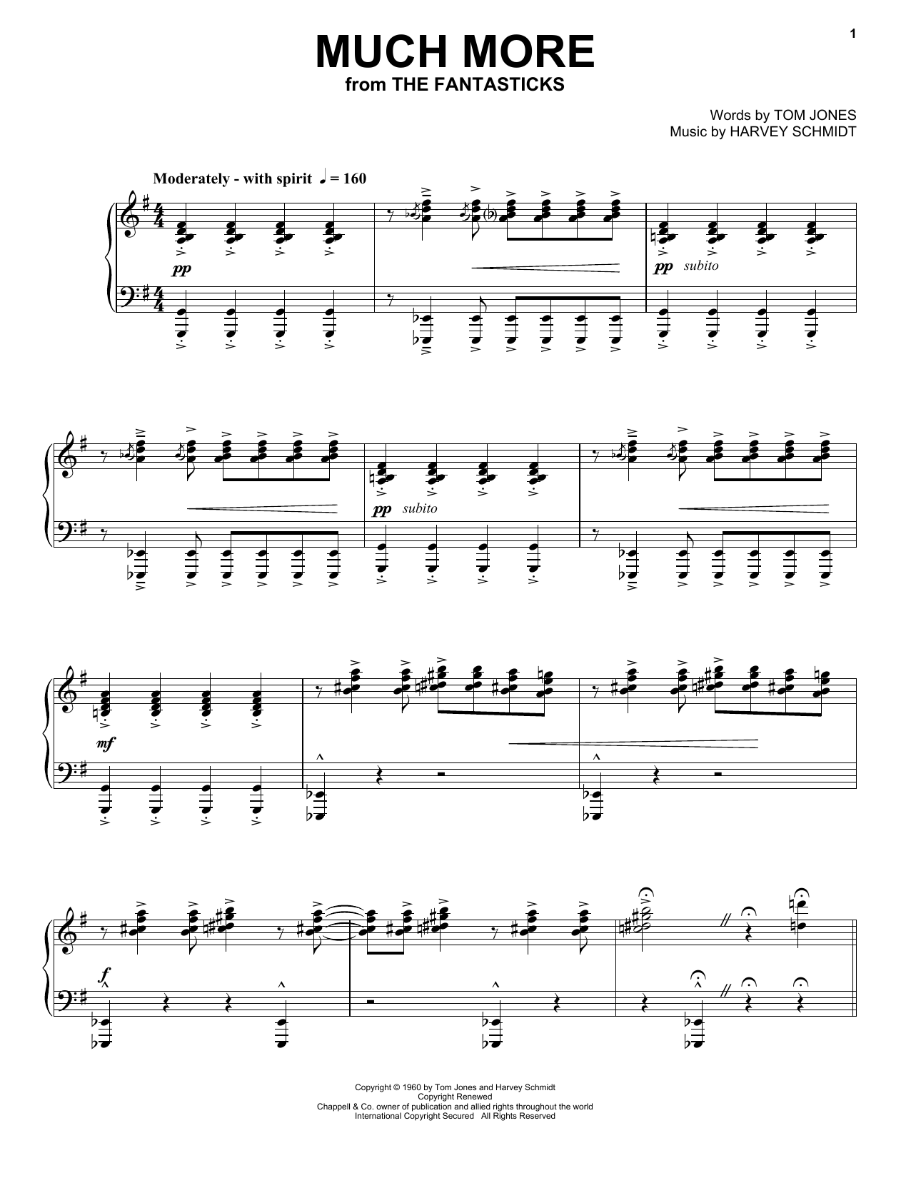 Harvey Schmidt Much More sheet music notes and chords. Download Printable PDF.