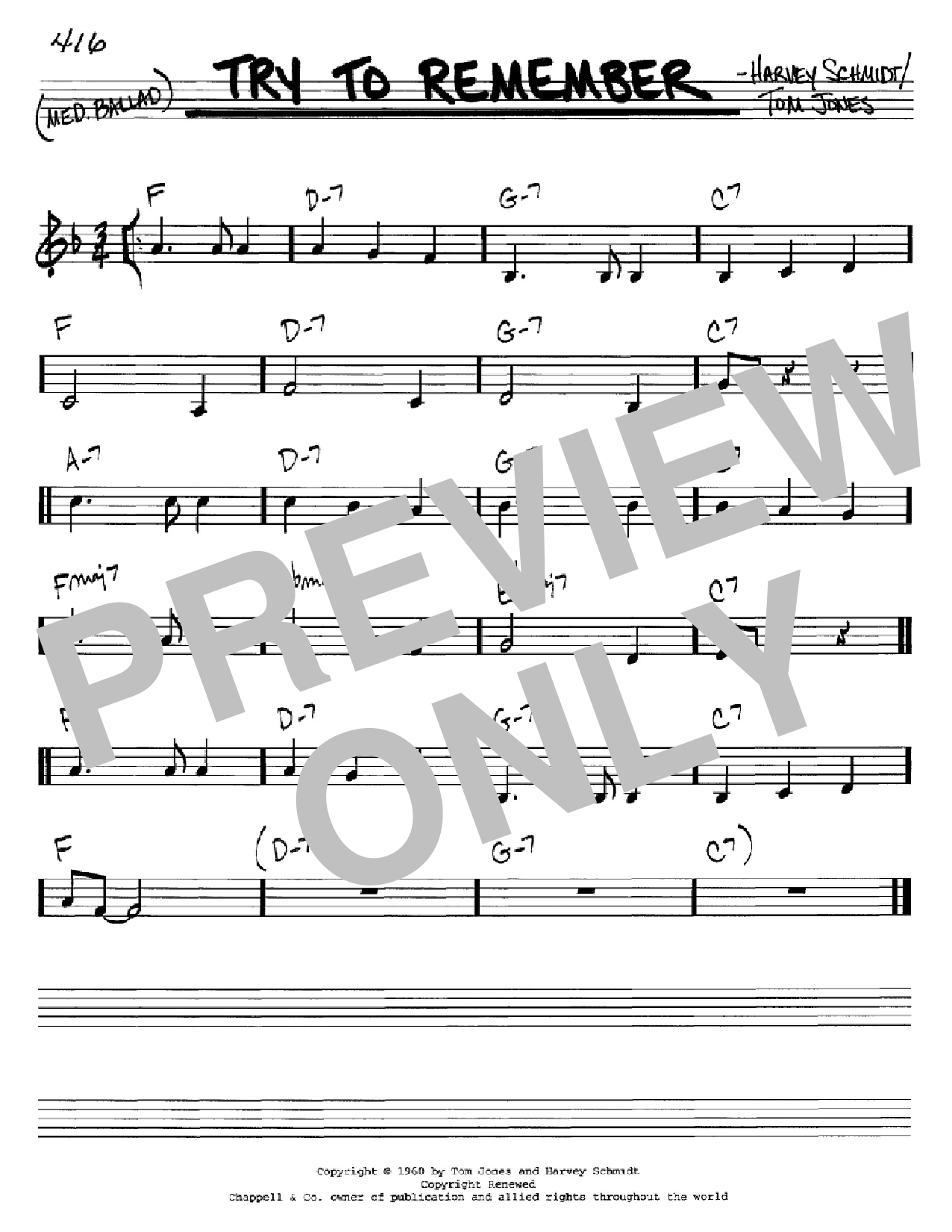 Harvey Schmidt Try To Remember sheet music notes and chords. Download Printable PDF.