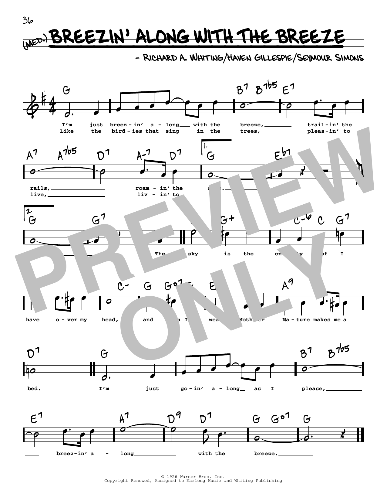 Learn to play Haven Gillespie Breezin' Along With The Breeze (High Voice) sheet music for Real Book – Melody, Lyrics & Chords in minutes. Price: 5.9900$ Haven Gillespie Breezin' Along With The Breeze (High Voice) sheet music notes and chords arranged for Real Book – Melody, Lyrics & Chords