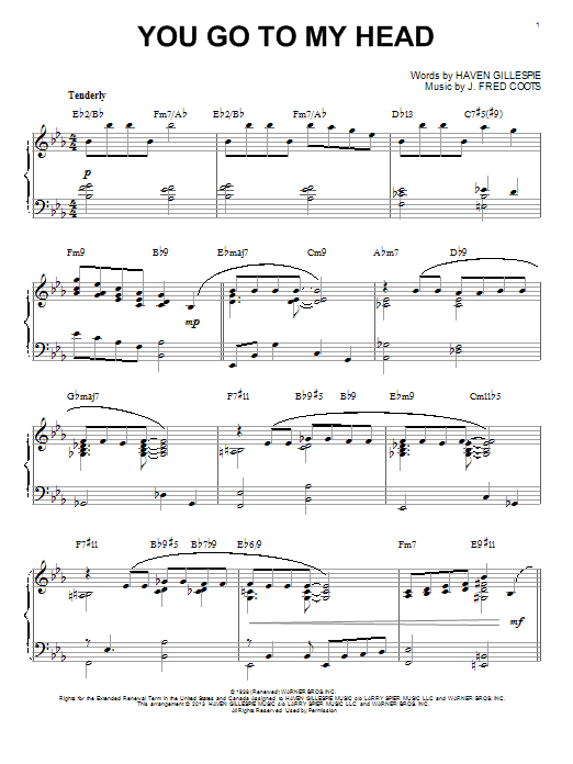 Learn to play Haven Gillespie You Go To My Head (arr. Brent Edstrom) sheet music for Piano Solo in minutes. Price: 7.8900$ Haven Gillespie You Go To My Head (arr. Brent Edstrom) sheet music notes and chords arranged for Piano Solo