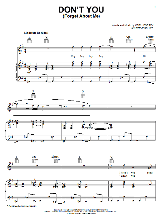 Hawk Nelson Don't You (Forget About Me) sheet music notes and chords. Download Printable PDF.