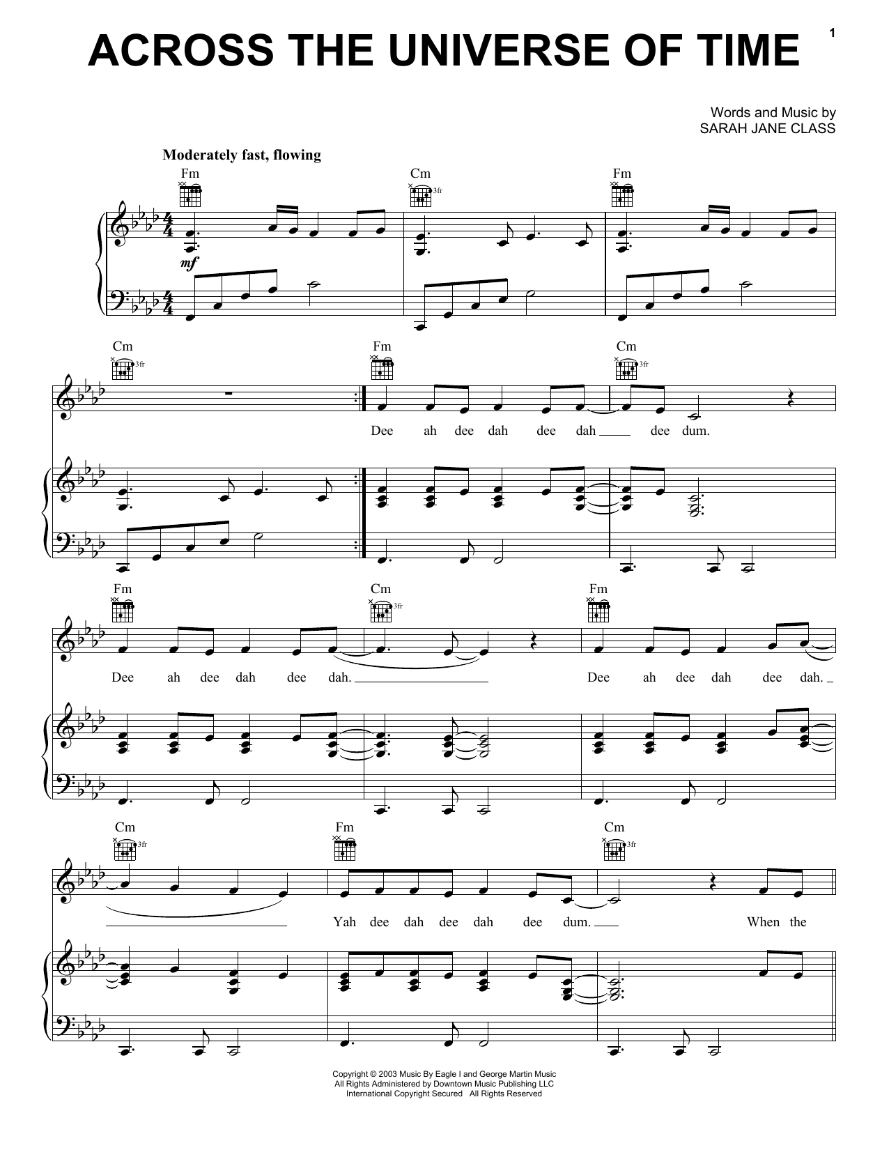 Hayley Westenra Across The Universe Of Time sheet music notes and chords. Download Printable PDF.