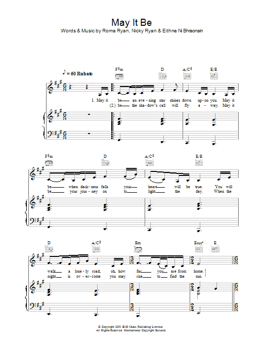 Learn to play Hayley Westenra May It Be sheet music for Piano, Vocal & Guitar Chords in minutes. Price: 7.8900$ Hayley Westenra May It Be sheet music notes and chords arranged for Piano, Vocal & Guitar Chords