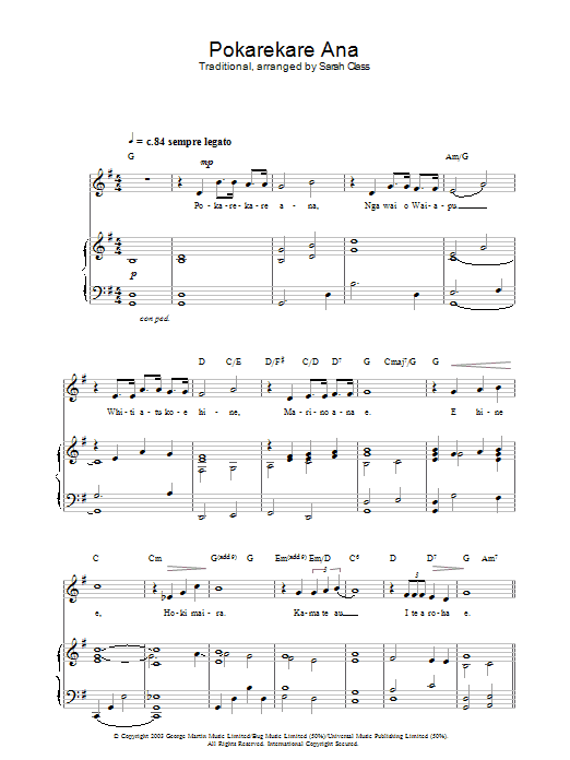 Hayley Westenra Pokarekare Ana sheet music notes and chords. Download Printable PDF.