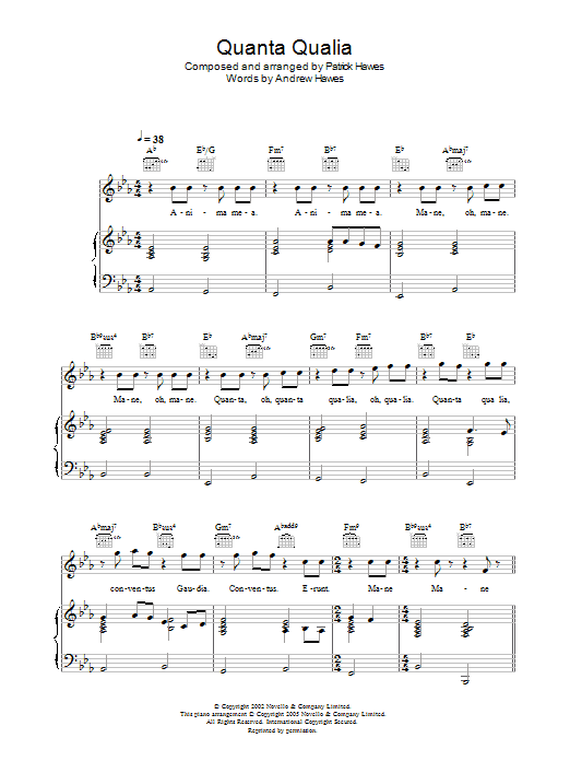 Learn to play Hayley Westenra Quanta Qualia sheet music for Piano, Vocal & Guitar Chords in minutes. Price: 7.8900$ Hayley Westenra Quanta Qualia sheet music notes and chords arranged for Piano, Vocal & Guitar Chords