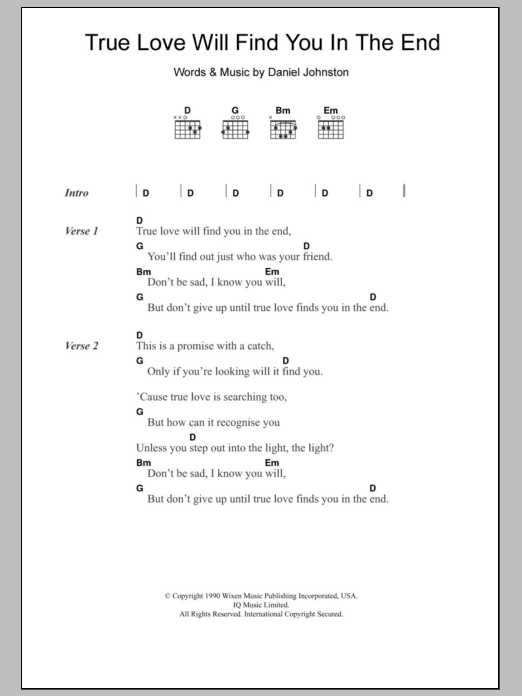 Learn to play Headless Heroes True Love Will Find You In The End sheet music for Guitar Chords/Lyrics in minutes. Price: 4.4900$ Headless Heroes True Love Will Find You In The End sheet music notes and chords arranged for Guitar Chords/Lyrics