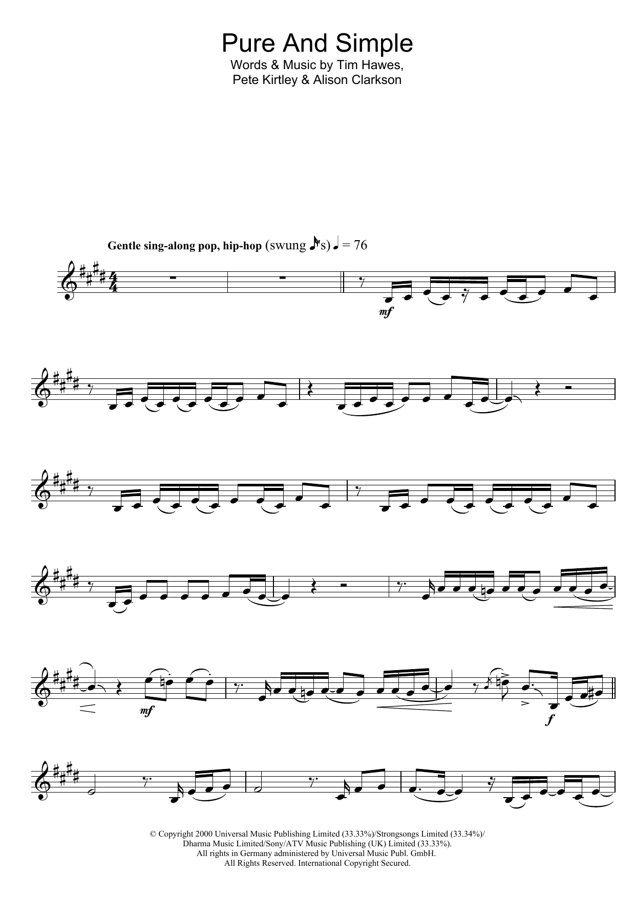 Hear'Say Pure And Simple sheet music notes and chords. Download Printable PDF.