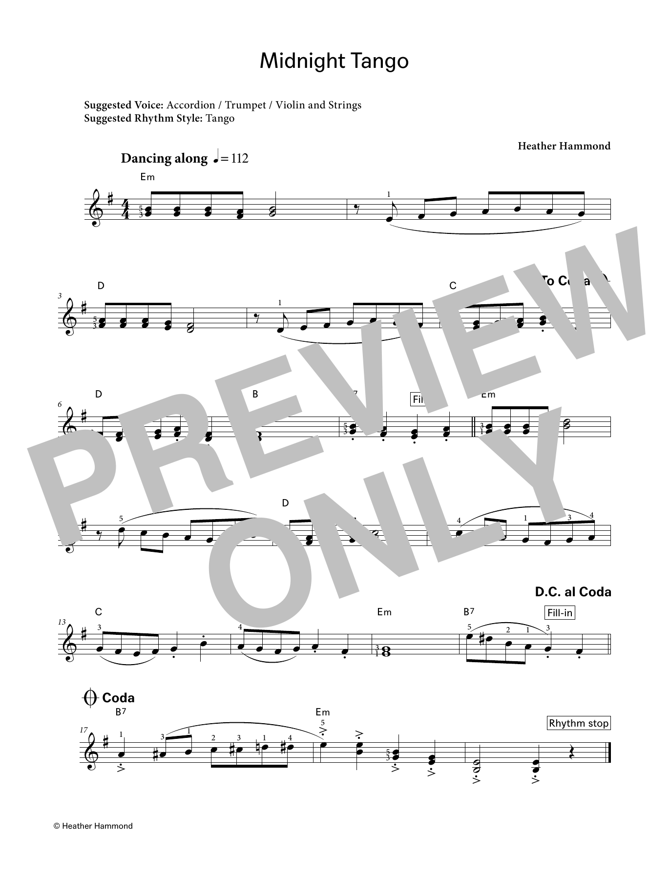 Heather Hammond Midnight Tango (LCME Electronic Keyboard Grade 2 List A) sheet music notes and chords. Download Printable PDF.