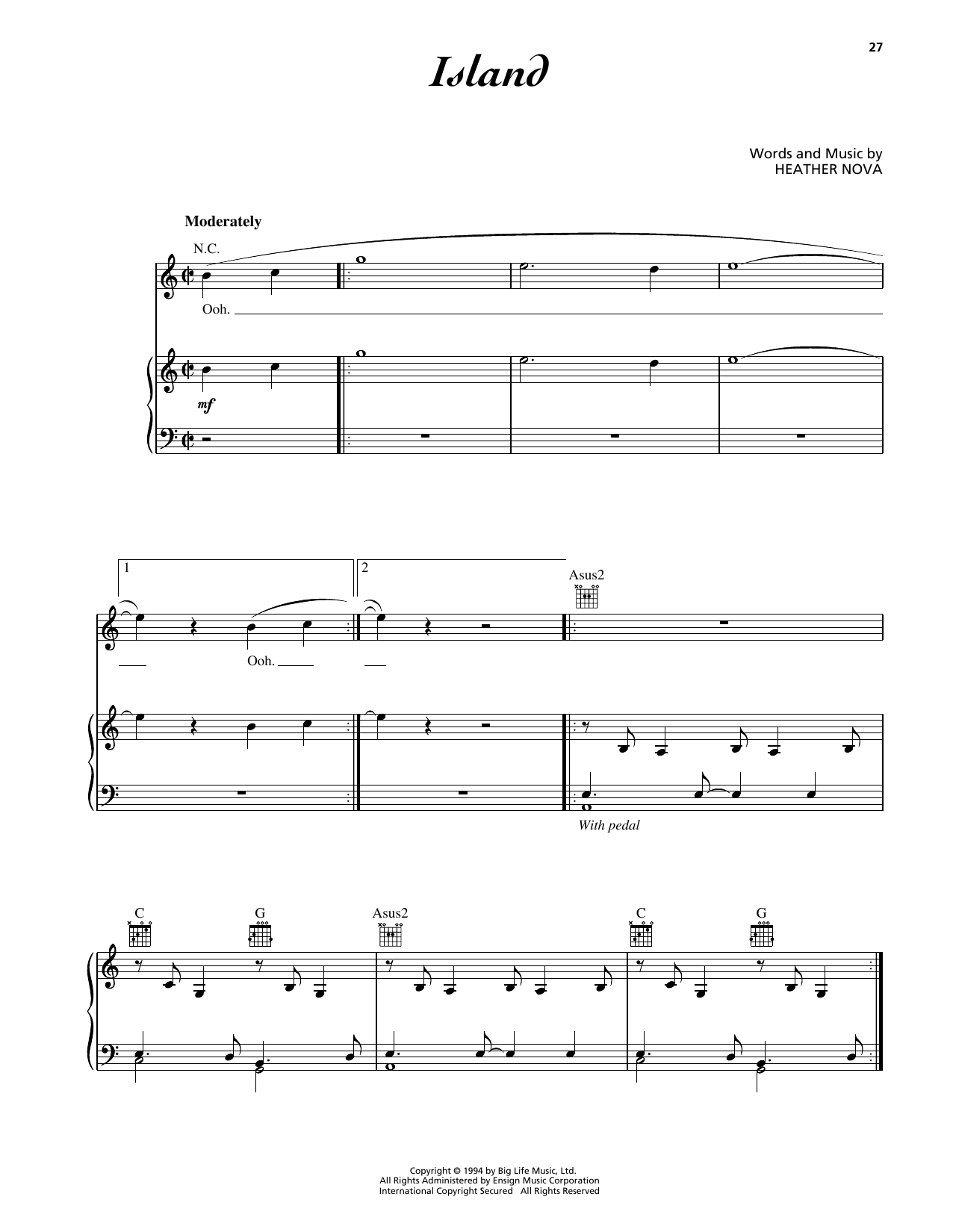 Learn to play Heather Nova Island sheet music for Piano, Vocal & Guitar Chords (Right-Hand Melody) in minutes. Price: 7.8900$ Heather Nova Island sheet music notes and chords arranged for Piano, Vocal & Guitar Chords (Right-Hand Melody)