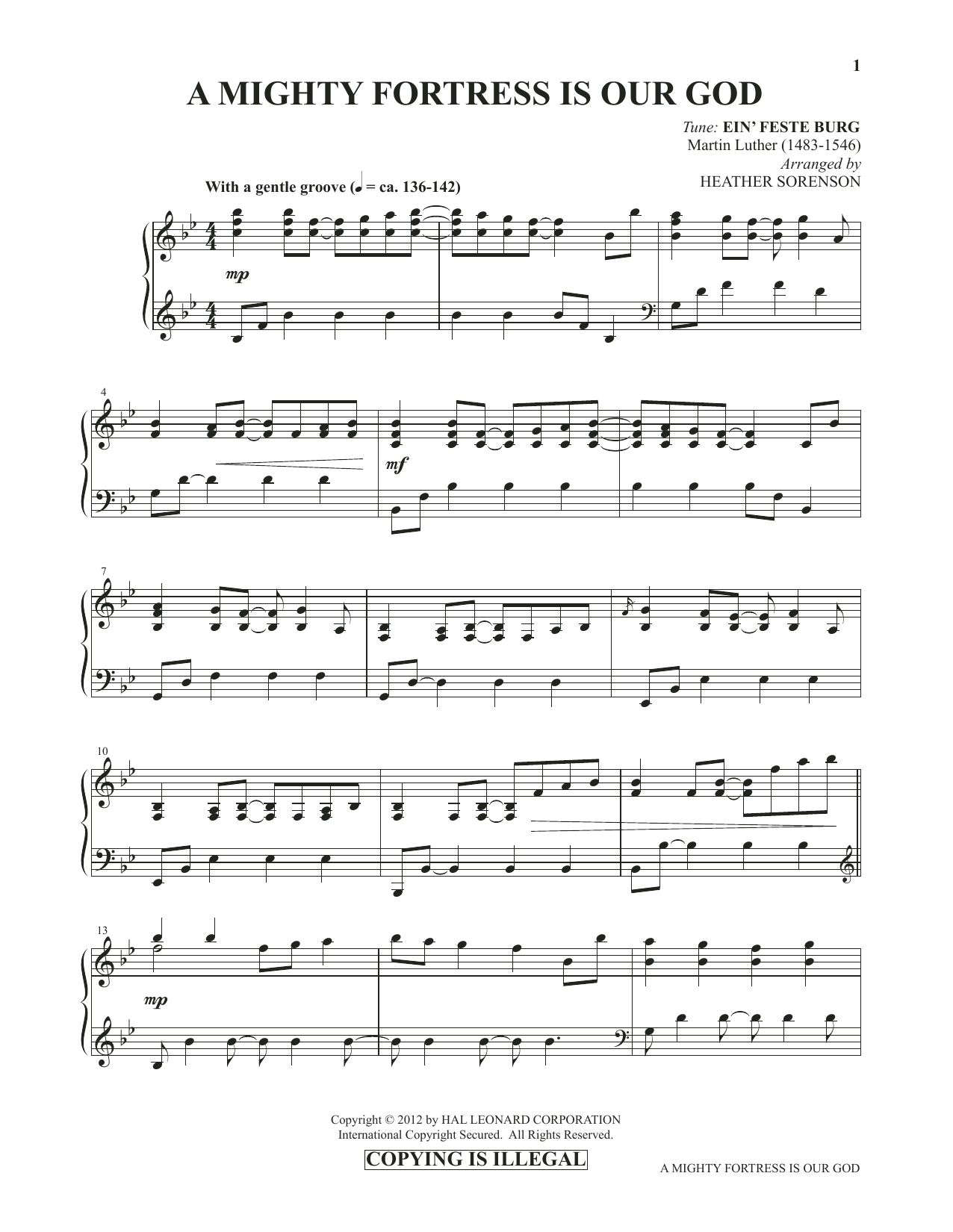 Heather Sorenson A Mighty Fortress Is Our God (from Images: Sacred Piano Reflections) sheet music notes and chords. Download Printable PDF.