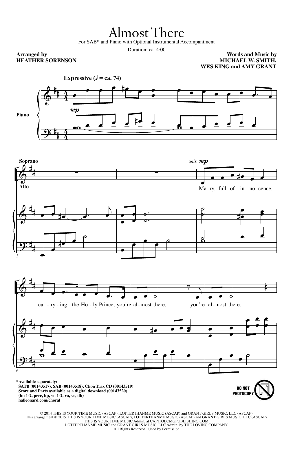 Heather Sorenson Almost There sheet music notes and chords. Download Printable PDF.