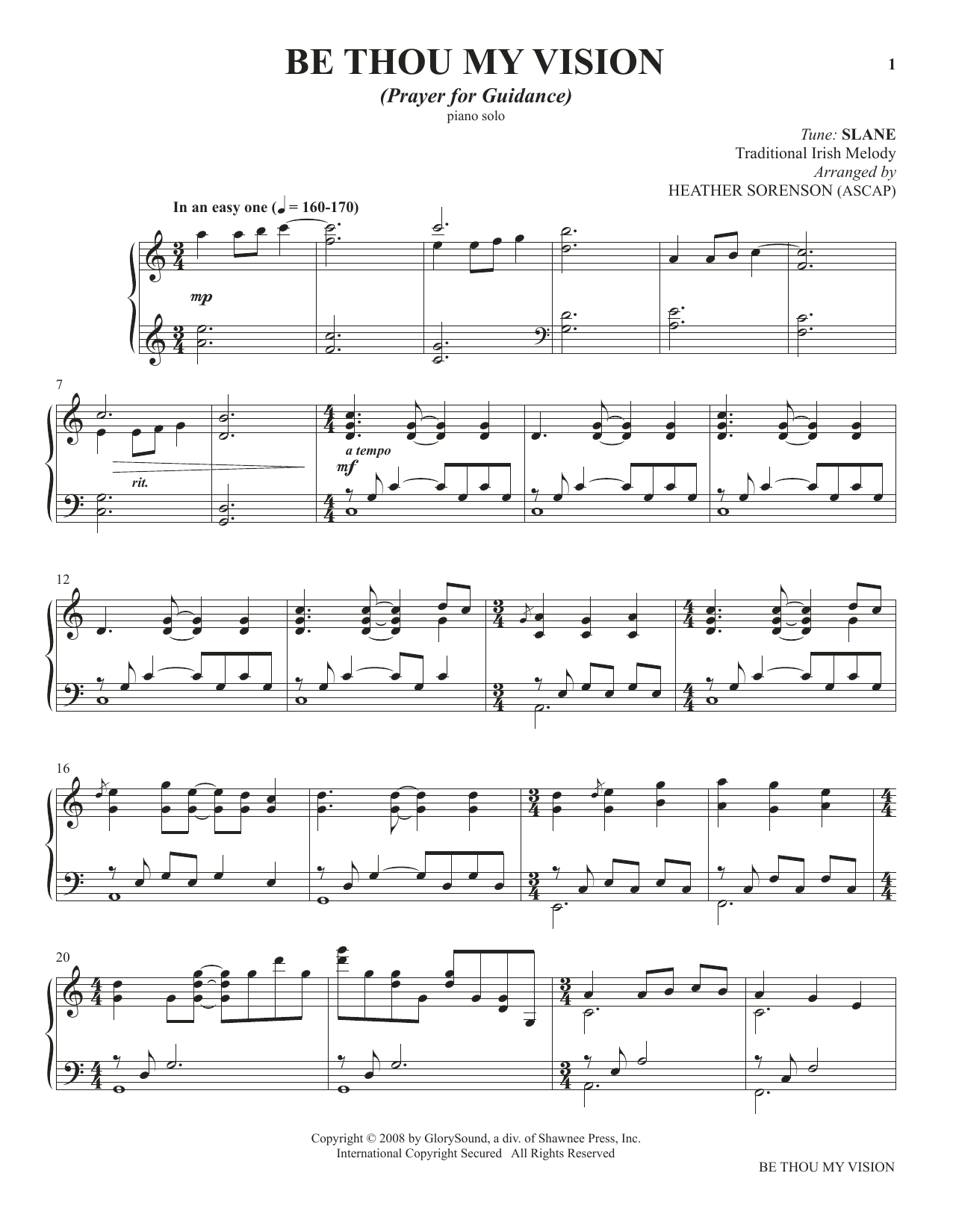 Heather Sorenson Be Thou My Vision (from The Prayer Project) sheet music notes and chords. Download Printable PDF.